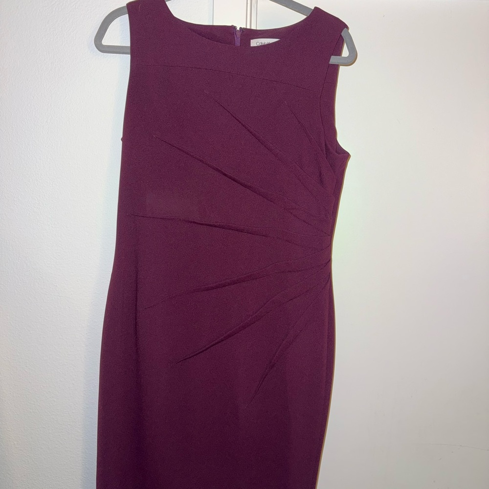 Calvin Klein Sleeveless Sheath Dress in Plum